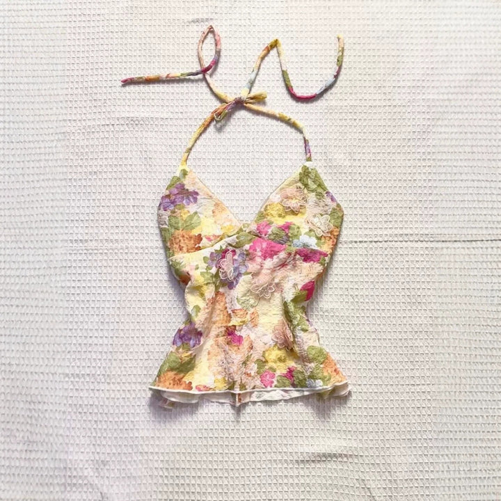 Damen Verspielt bedrucktes Chiffon-Oberteil Drune