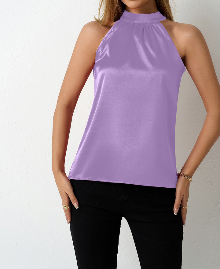 Damen Elegante halterlose Bluse mit Satin-Finish Drune