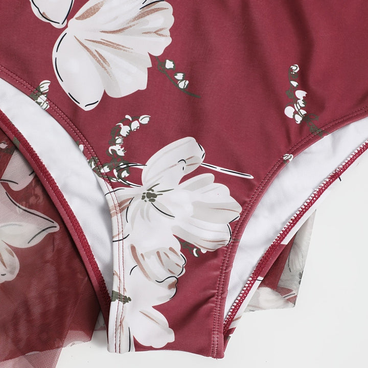 Damen Strandkleid mit floralem Überwurf Drune