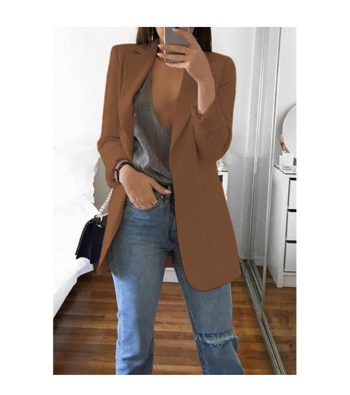 Damen eleganter Blazer mit tailliertem Schnitt und praktischen Taschen Drune