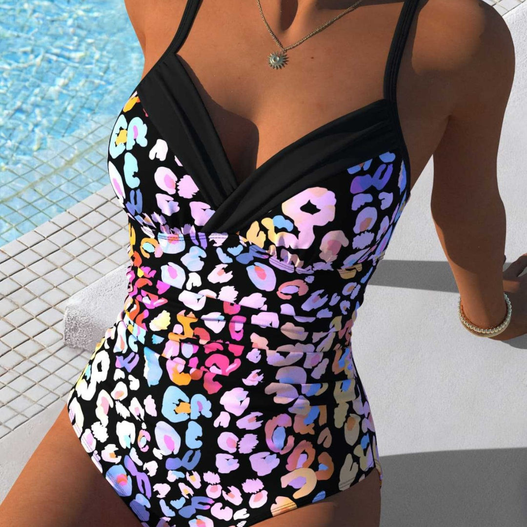 Damen Sportlicher Einteiler mit stilvollem Leopardenmuster Drune