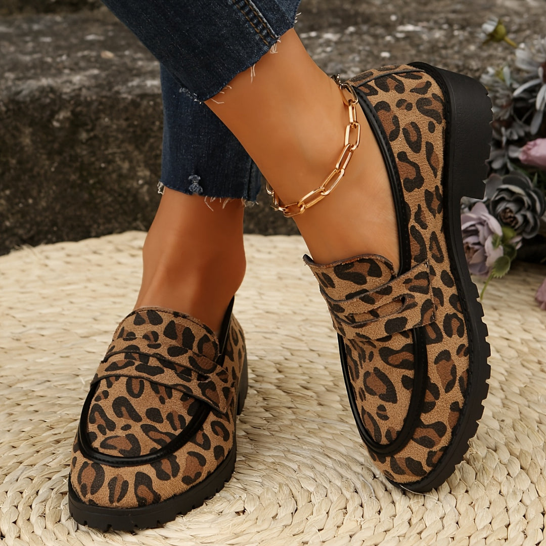 Damen Mokassin-Schuhe mit modischem Leopardenmuster und bequemem Fußbett Drune