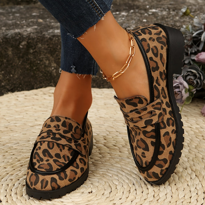 Damen Mokassin-Schuhe mit modischem Leopardenmuster und bequemem Fußbett Drune