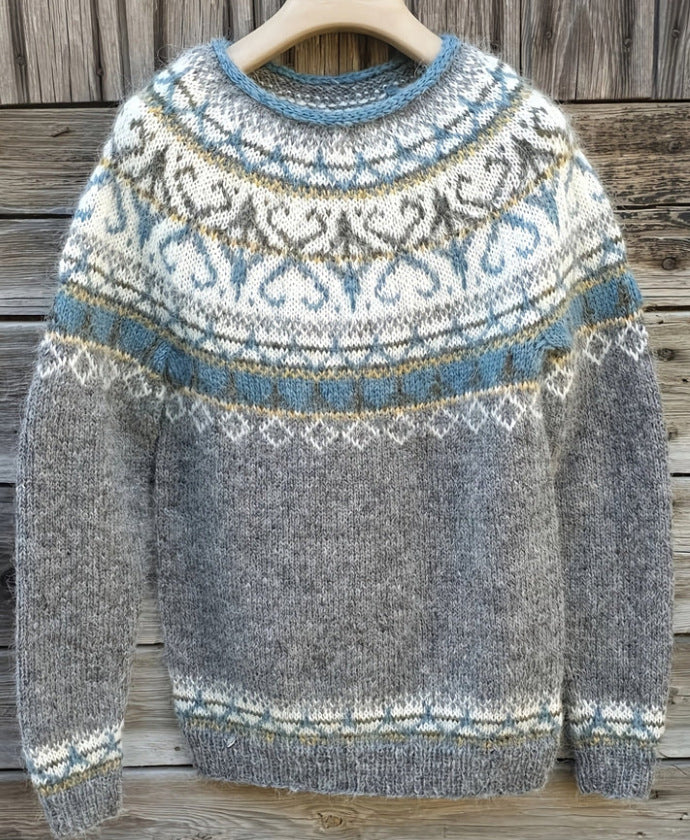 Damen nan Norwegerpullover aus Wollmix mit Rundhalsausschnitt und traditionellem Fair-Isle-Yoke Drune