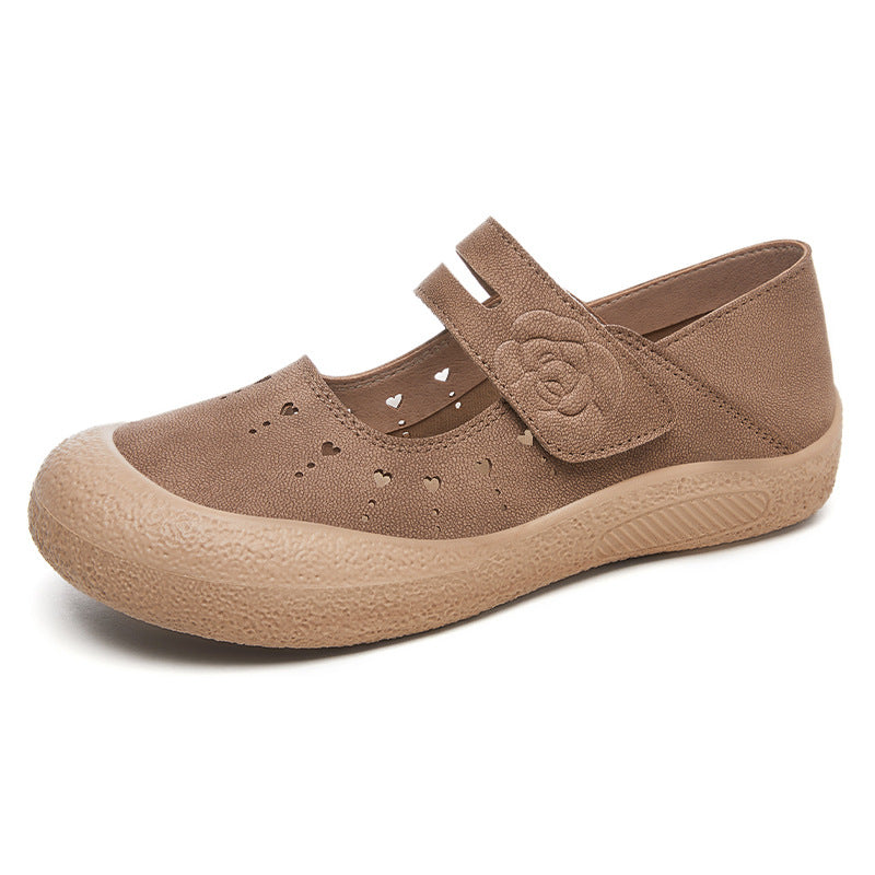 Damen nan komfortabler Mary-Jane Slipper mit Klettverschluss, perforiertem Herzmuster und stoßdämpfender Leichtsohle Drune