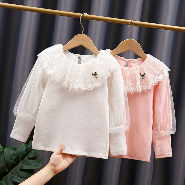 Mädchen Bluse mit voluminösem Tüllkragen Drune