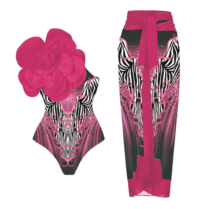 Damen Eleganter Einteiler mit kunstvoller Blumendekoration Drune