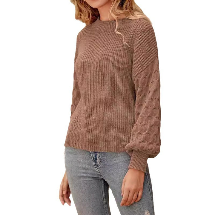 Damen Strickpullover mit hochgeschlossenem Design und strukturierten Ärmeln Drune