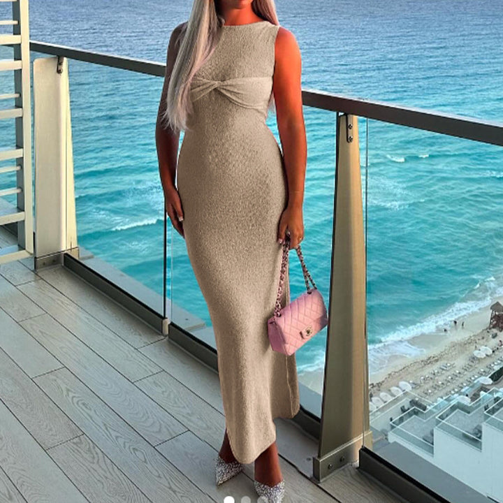 Damen Figurbetontes Maxikleid mit raffiniertem Knotendetail Drune