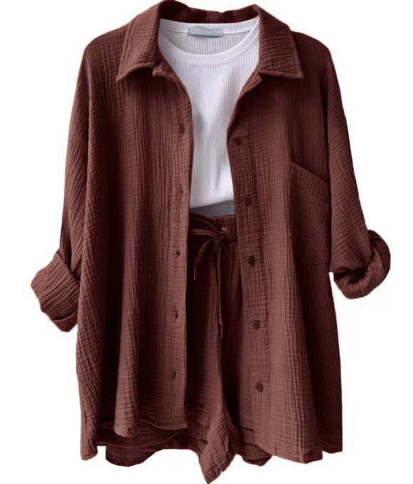 Damen lässiges Sommer-Outfit mit moderner Knopfleiste und elastischem Bund Drune