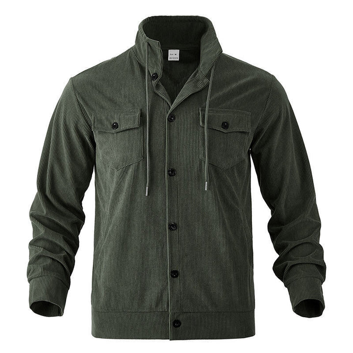 Herren gestreifte Utility-Jacke mit hochschließendem Kragen Drune