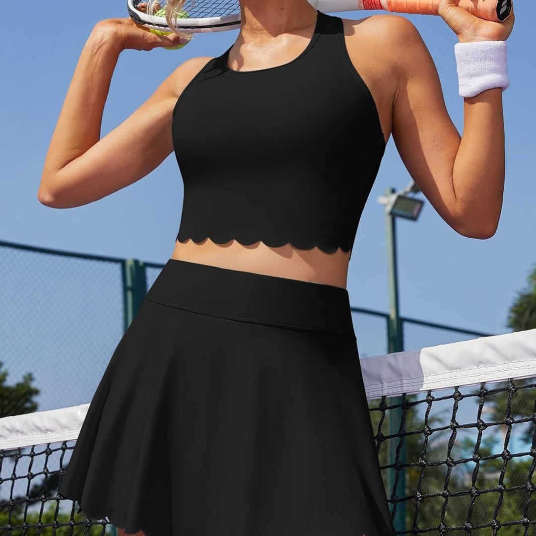Damen Sportliches Tennis-Outfit mit gewelltem Saum Drune