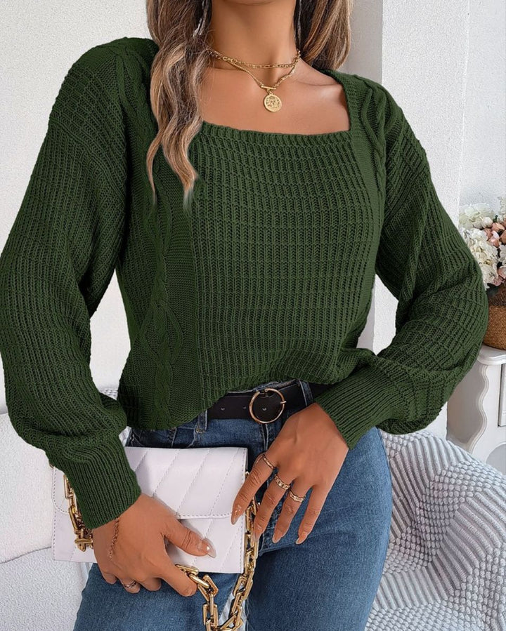 Damen lässiger Strickpullover mit strukturierter Oberfläche und romantischem Zopfdesign Drune