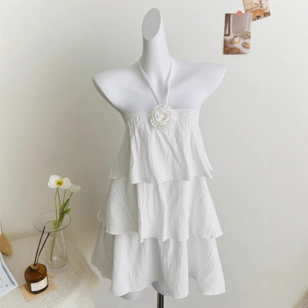 Damen luftiges Strandkleid mit Rüschendetails Drune
