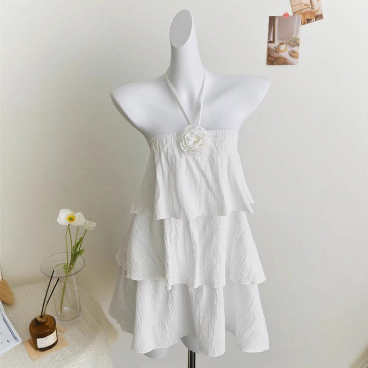 Damen luftiges Strandkleid mit Rüschendetails Drune