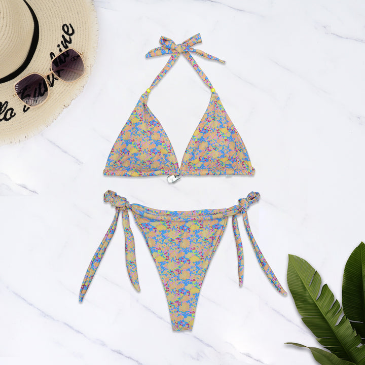 Damen Triangel-Bikini mit buntem Blumenmuster und verstellbaren Trägern Drune