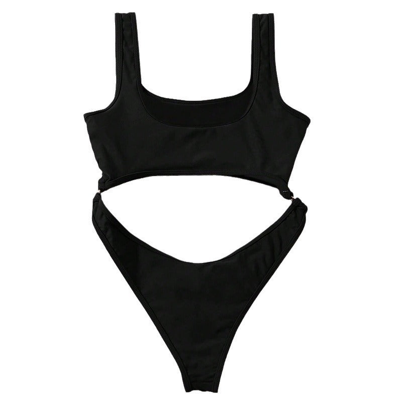 Damen Einteiler Badeanzug mit tiefem V-Ausschnitt und seitlichen Cut-Outs Drune