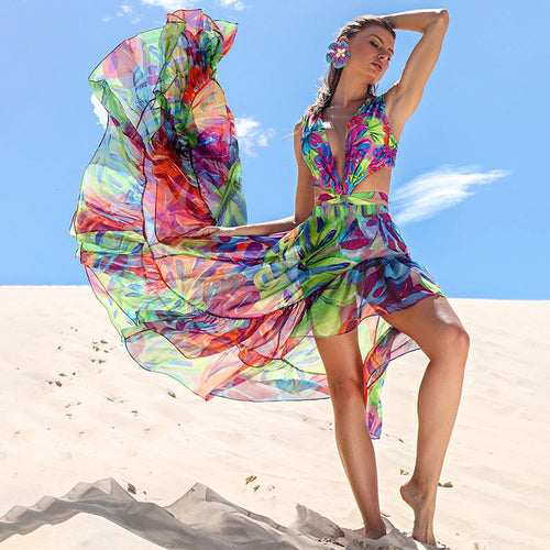 Damen Einteiler Badeanzug mit floralem Cut-Out Design Drune