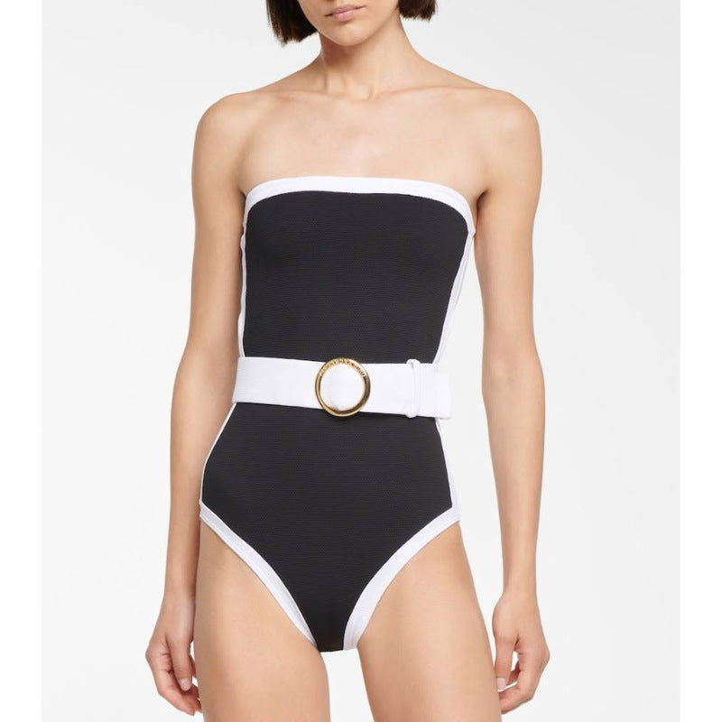 Damen Bandeau-Badeanzug mit modischem Gürtel Drune