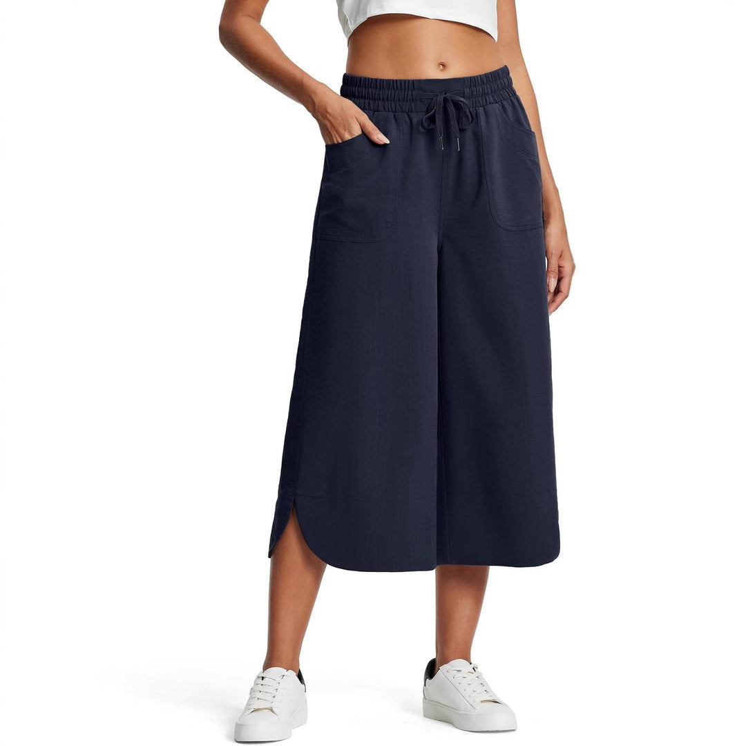 Damen lässige Culotte mit elastischem Bund und praktischen Seitentaschen Drune
