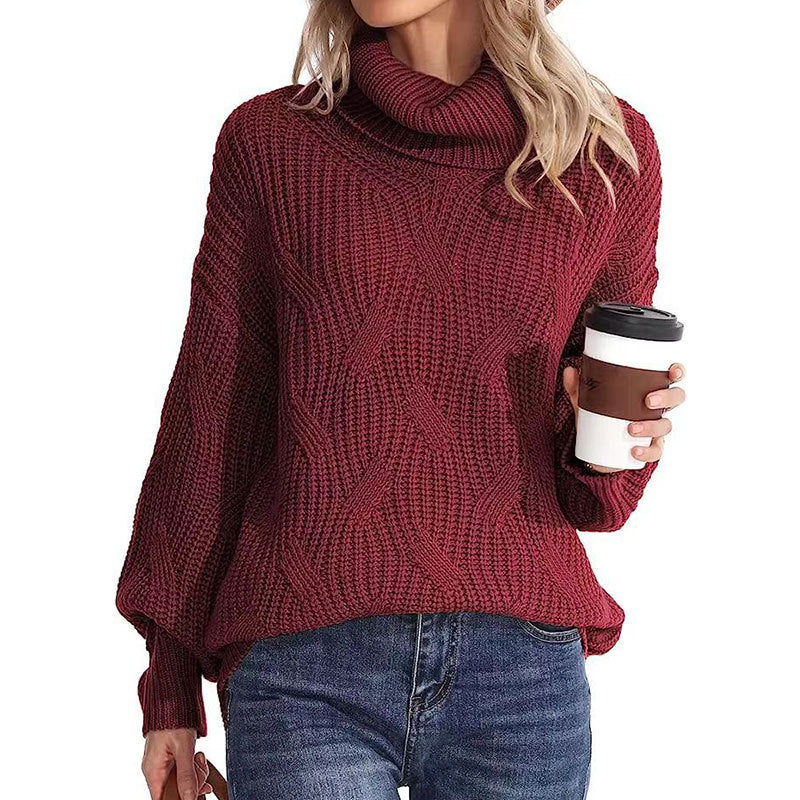 Damen Strickpullover mit hohem Kragen und strukturierter Maschenoptik Drune