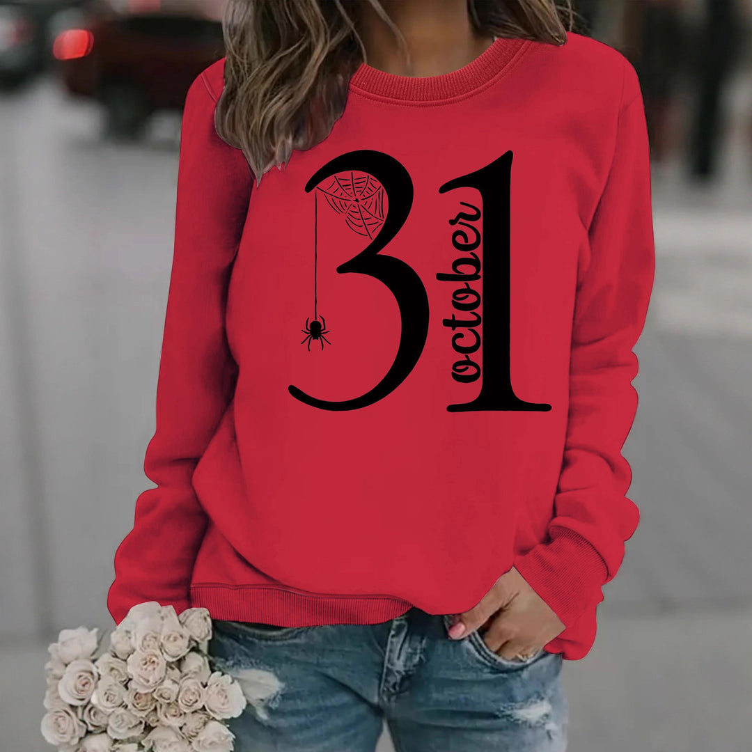 Damen Sweatshirt mit kreativem Halloween-Motiv und bequemer Passform Drune