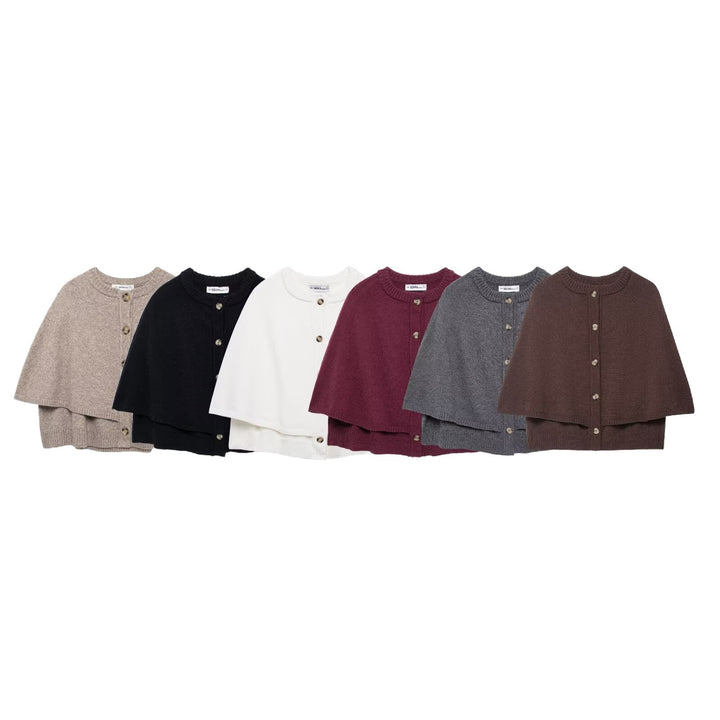 Damen Strick Poncho Drune
