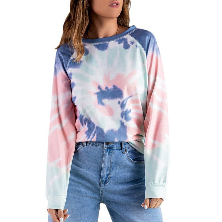 Damen Langarm-T-Shirt mit modernem Batik-Muster und lässigem Schnitt Drune