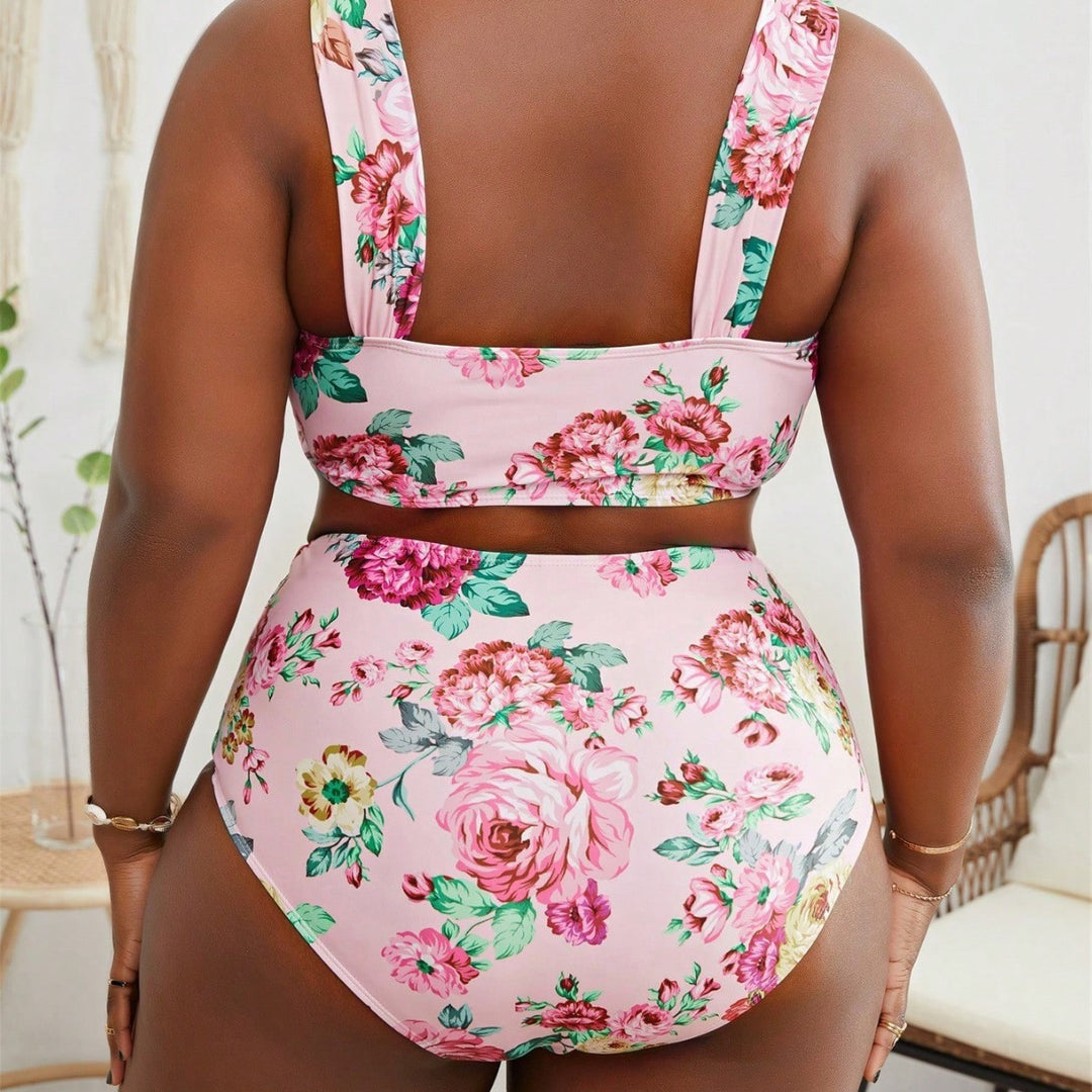 Damen Hochtailliertes Bikini-Set mit floralem Design Drune