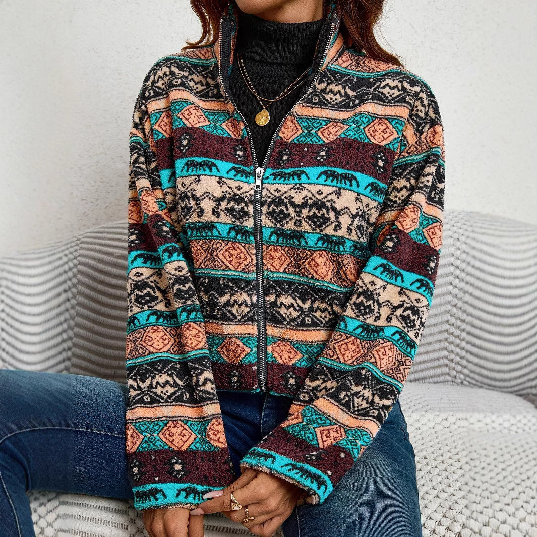 Damen Fleecejacke mit geometrischem Muster Drune