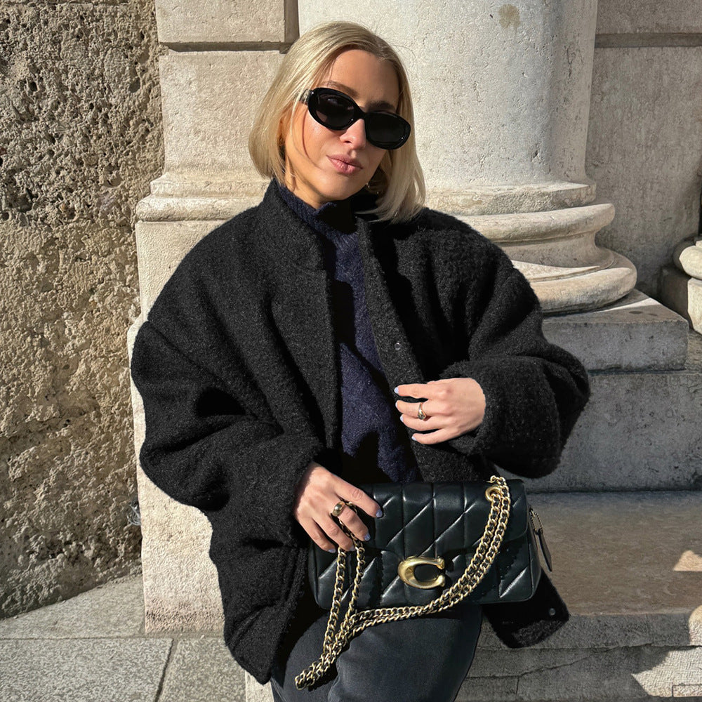 Damen Modische Oversized-Bomberjacke aus kuscheligem Material Drune