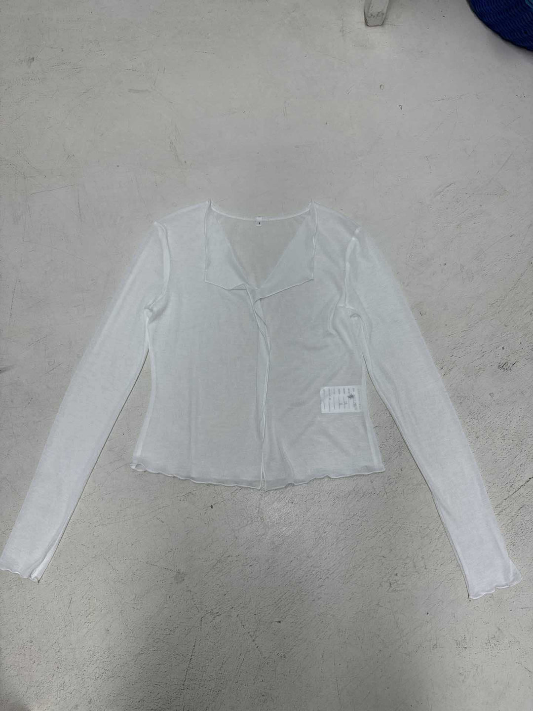 Damen luftiges Chiffon-Oberteil mit voluminösen Rüschendetails Drune