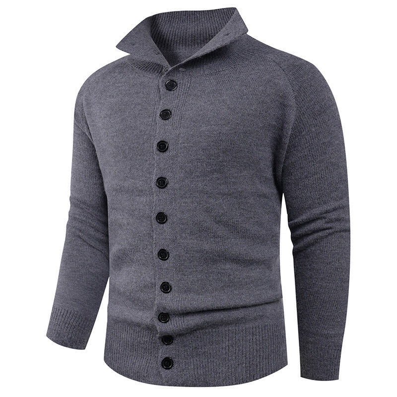 Herren Strickpullover mit hohem Kragen und Knopfverschluss Drune