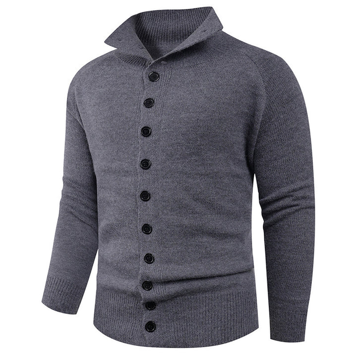 Herren Strickpullover mit hohem Kragen und Knopfverschluss Drune