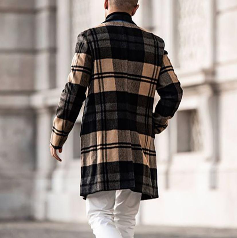 Herren Karierter Wintermantel mit warmem Innenfutter Drune
