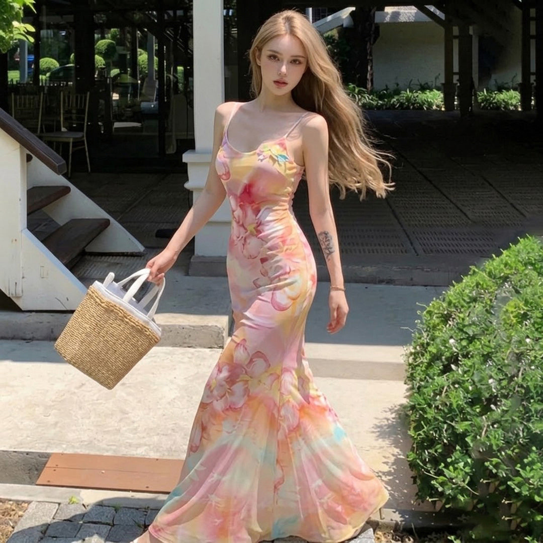 Damen Maxikleid mit floralen Akzenten und raffiniertem Schnitt Drune