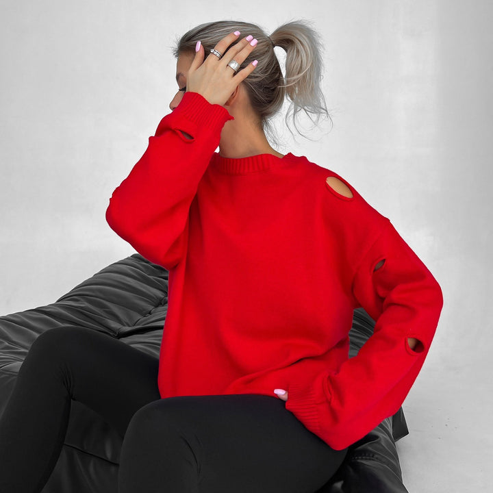 Damen Oversized Sweatshirt mit stylischen Riss-Details und weitem Schnitt Drune