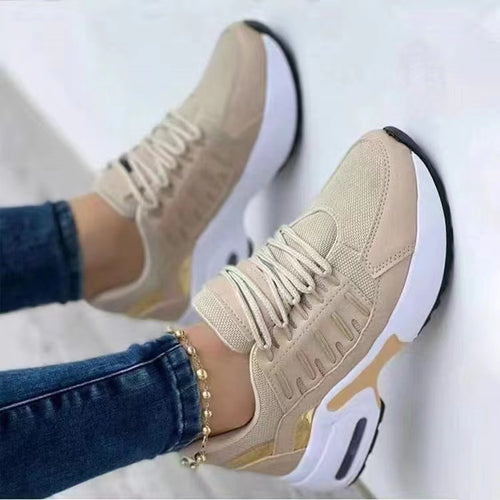 Damen nan sportive Plateau-Sneaker mit sichtbarem Luftkissen, gepolstertem Komfortfußbett und atmungsaktivem Mesh-Detail Drune