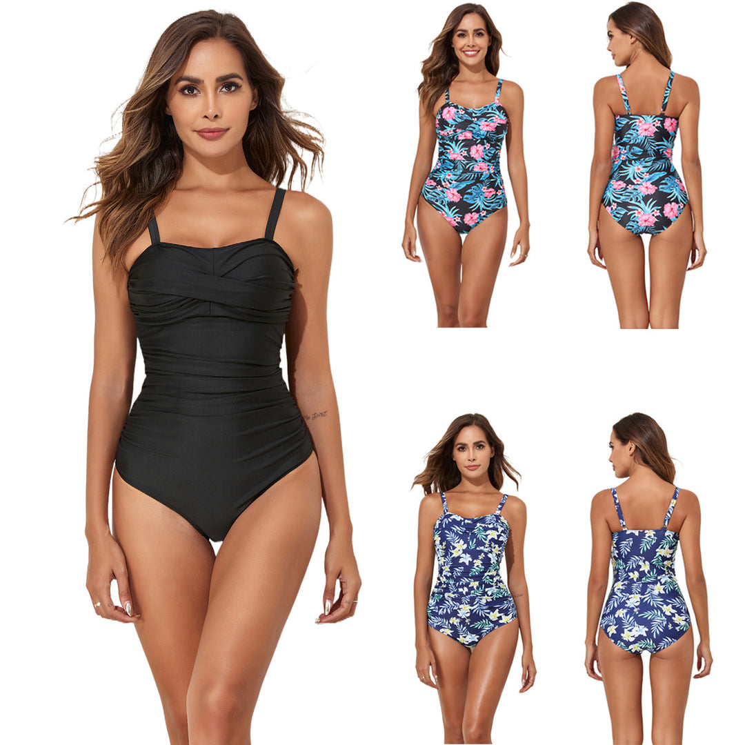 Damen Einteiler Badeanzug mit floralem Design und figurformender Wirkung Drune