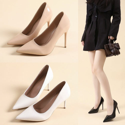 Damen Spitze High Heels mit glänzender Lackoberfläche Drune