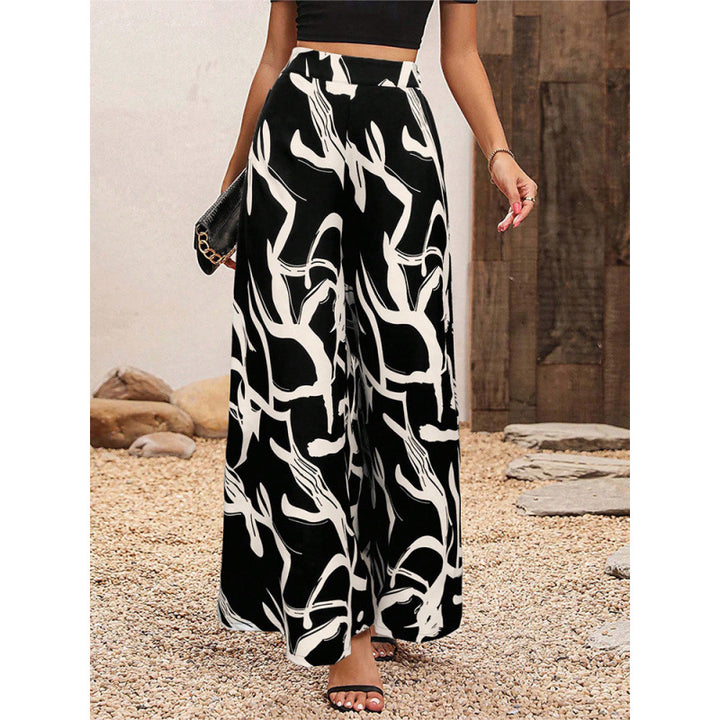 Damen Weite-Hosen mit Blattmuster Drune