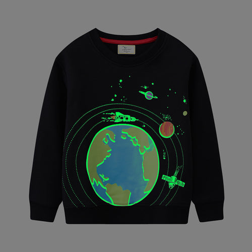 Kinder Sweatshirt mit leuchtendem Weltraum-Design Drune