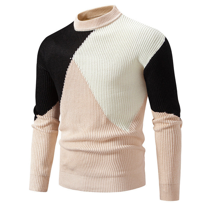 Herren modischer Rollkragenpullover mit grafischem Farbblockdesign Drune