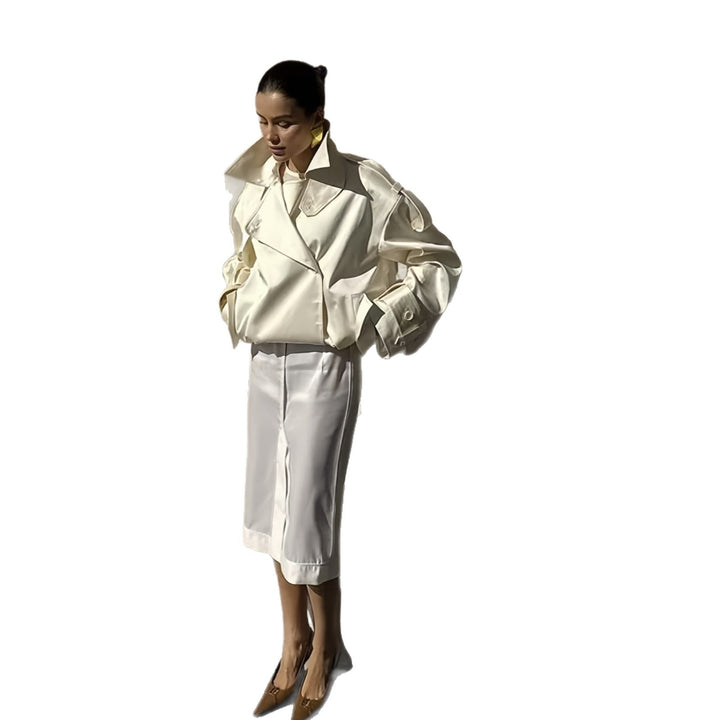 Damen modische Kurzjacke mit elegantem Schnitt und hochglänzendem Finish Drune