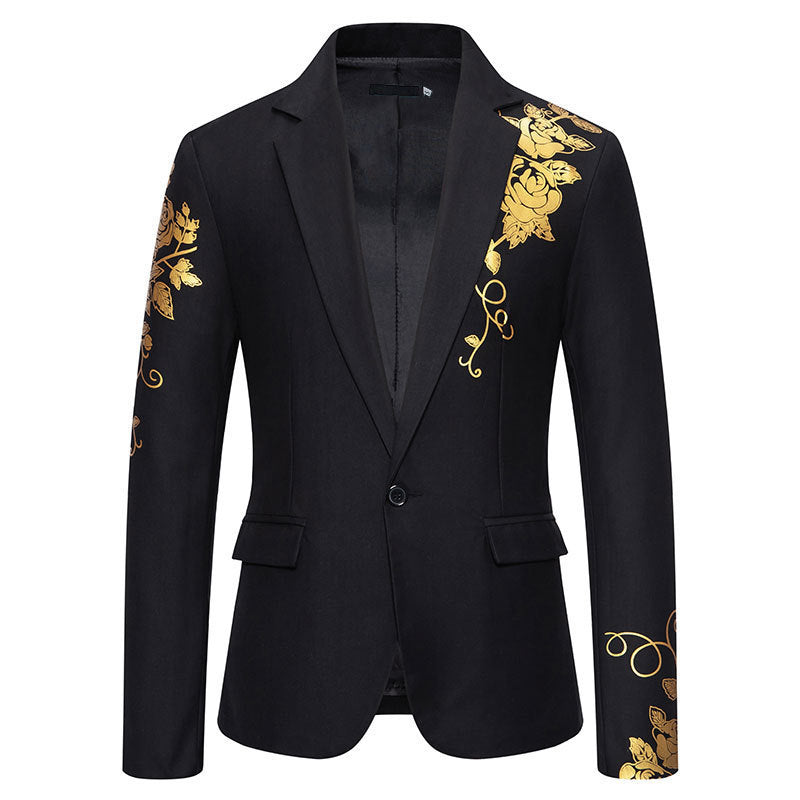 Herren eleganter Blazer mit floralem Stickdesign und feinen Details Drune