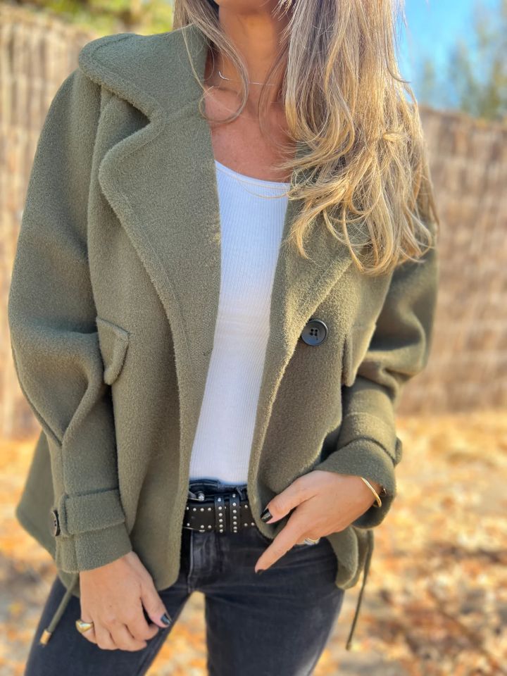 Damen gemütliche Oversized Wolljacke Drune
