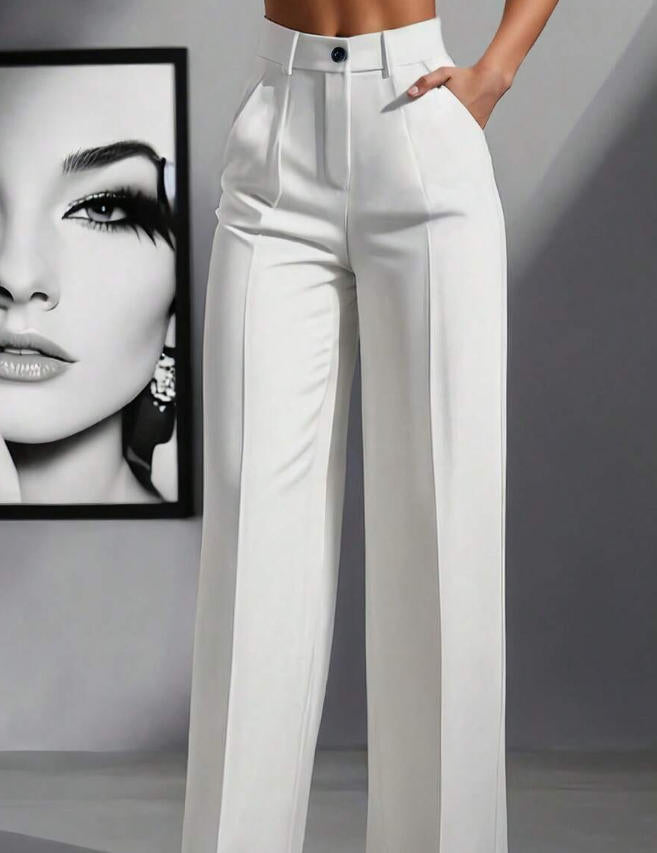 Damen elegante weite Bundfaltenhose Drune