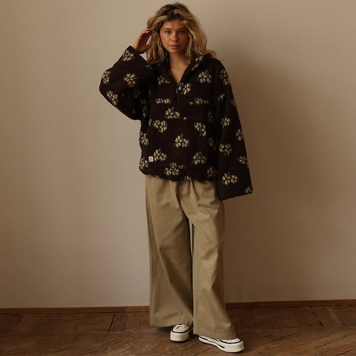Damen Kuschelige Fleecejacke mit floralem Muster Drune
