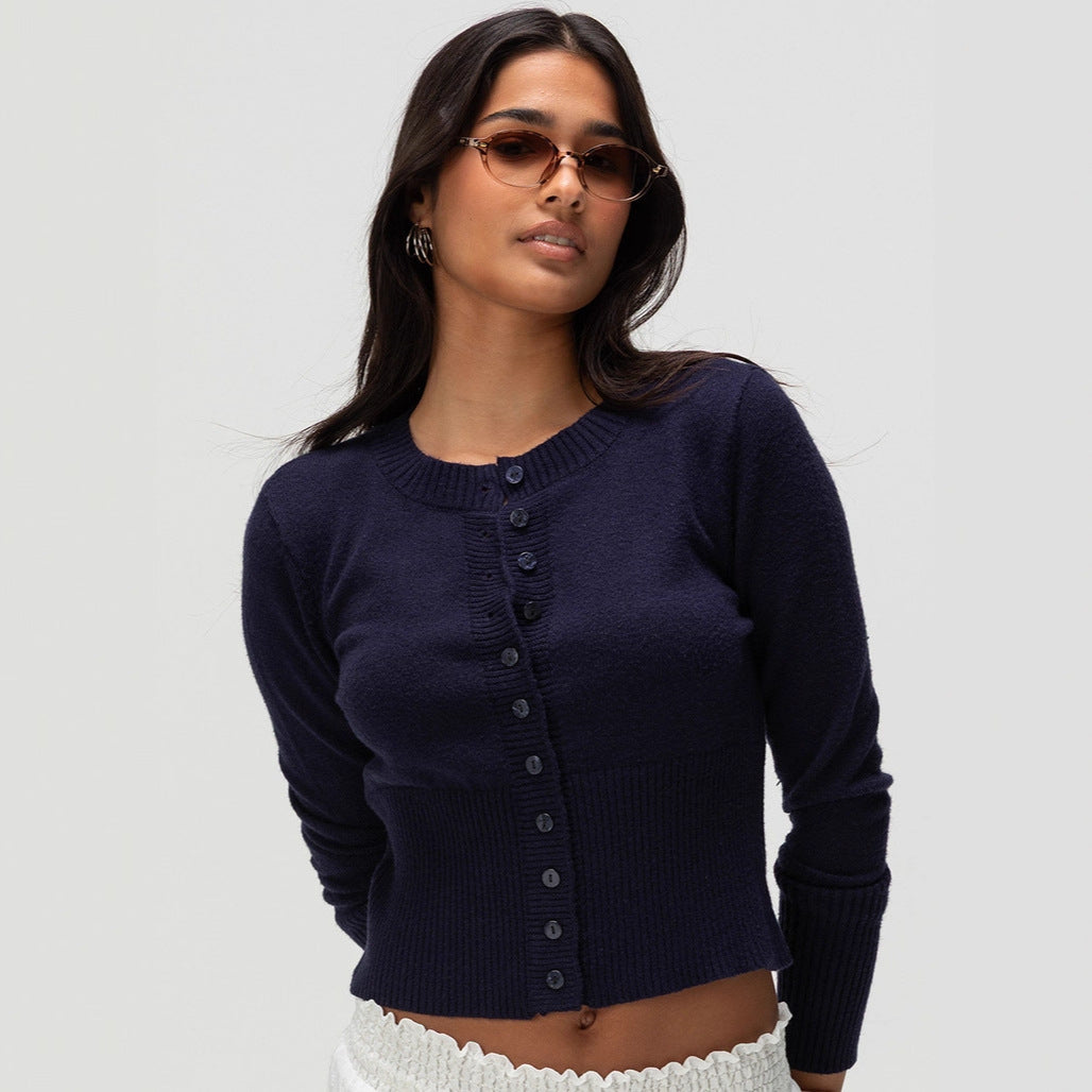 Damen Strickjacke mit kontrastierenden Knopfdetails Drune