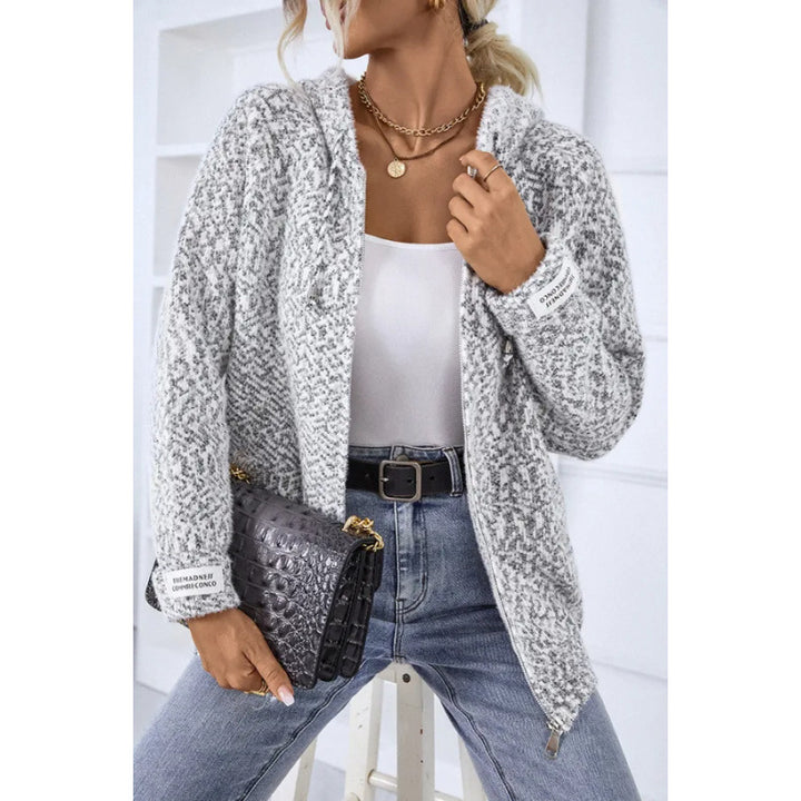 Damen Cozy Boucle Strick Hoodie Drune